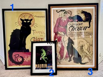 Vintage French Poster Art-Framed Set of 3