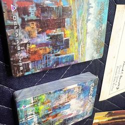 Vintage Delta Air Lines Playing Cards Travel Set w/ Case Chicago - Dallas Fort Worth