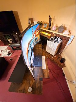 Premium 71” Electric Standing Desk + 49” Curved Ultrawide Gaming/Office Setup