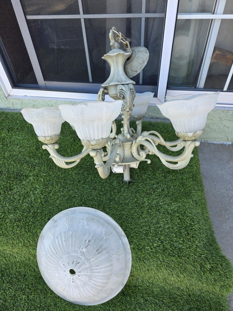 Italian Antique Distressed Style 5 Light Chandelier