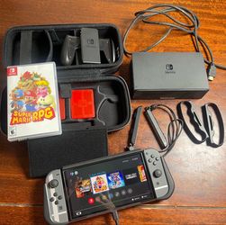 Nintendo Switch OLED Bundle w/ 2 Games, Dock, Case & Original Box