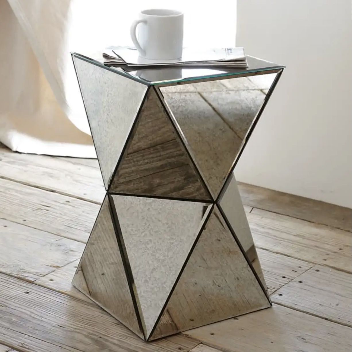 West Elm Mirror Faceted Side Table