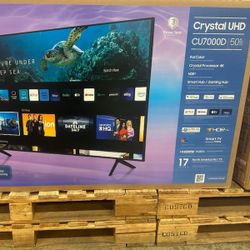 50" Screen Led Smart 4k By Samsung Crystal. 1 Year Warranty