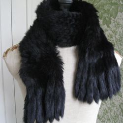 Real Black rabbit Fur Scarf With Fringe NO OFFERS 
