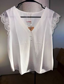 Blu Pepper White Lace Sleeve Blouse Medium