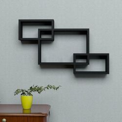 Intersecting Book Shelf Black Color 