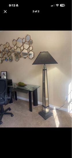 Mirrored Obelisk Floor Lamp with Black Shade