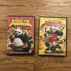 Kung Fu Panda 1 and 2 DVDs.