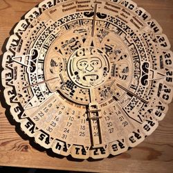 Assembled Myan Calendar, Wood 3-D Puzzle