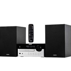 PHILIPS Bluetooth Stereo System for Home with CD Player, MP3, USB, Audio in, FM Radio, Bass Reflex Speaker, 60W, Remote Control Included

