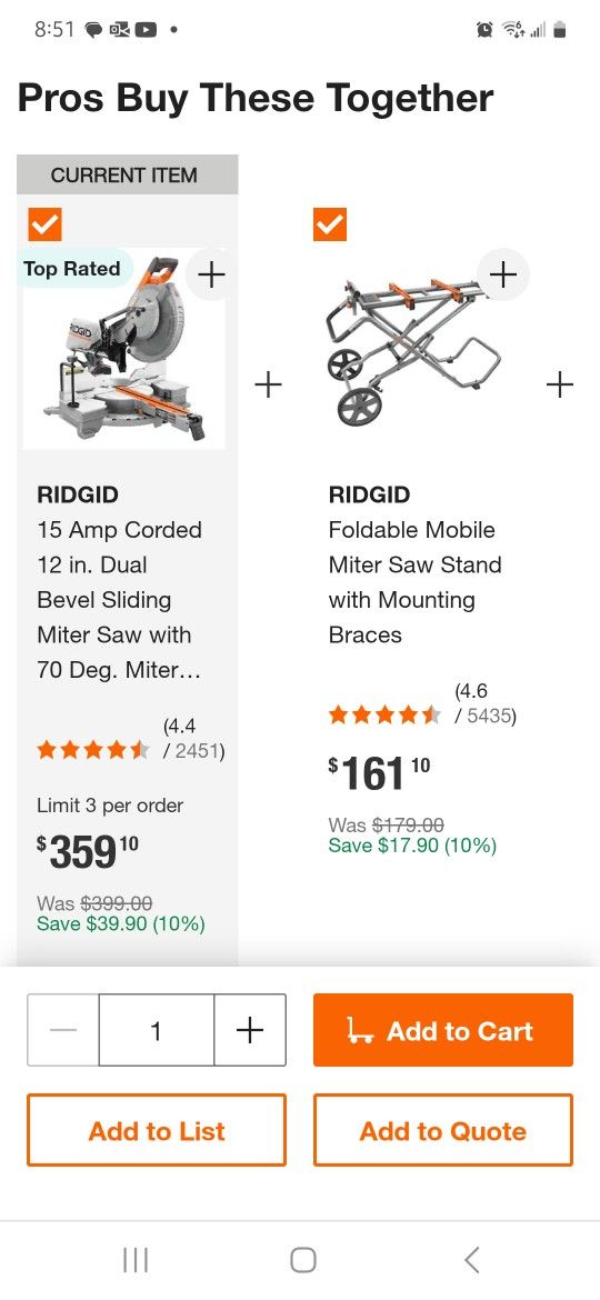 Rigid 12" DBL BEVEL COMPOUND MITRE CHOP SAW AND STAND