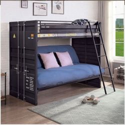 TWIN BUNK BED W/ FUTON BASE  MATTRES SOLD SEPARATELY NEW IN BOX ☎️ 1714586,2564 