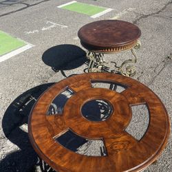 Wood Tables with Glass 