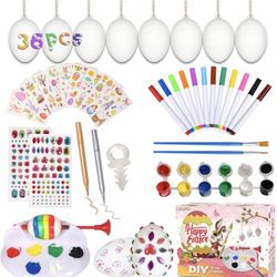 LessMo Easter Egg Mazing Decorating Kit, 36Pcs White Plastic Eggs with Dye Kit