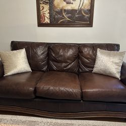 Real Leather Couch & Chair For Sale!