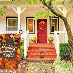 Fall Garden Flag Happy Fall Autumn Harvest Flag Double Side Pumpkin 12 x 18 inch
