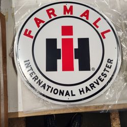 Large Farmall International Harvester Embossed Metal Sign 