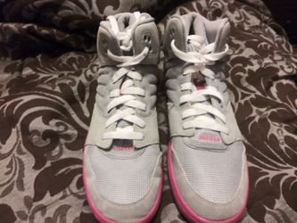 Girls 8.5 pink and grey Jordans