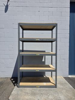 5 Tier Shelving 48 in W x 24 in D American Made Used Heavy Duty Steel Boltless Storage Racks Delivery Available