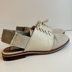 ED Ellen Degeneres Lavanah Womens Love 8 Cream Leather Oxford Slingback Shoes