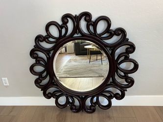 47” Large BASSETT Ornate Antique Round Beveled Wall Mirror