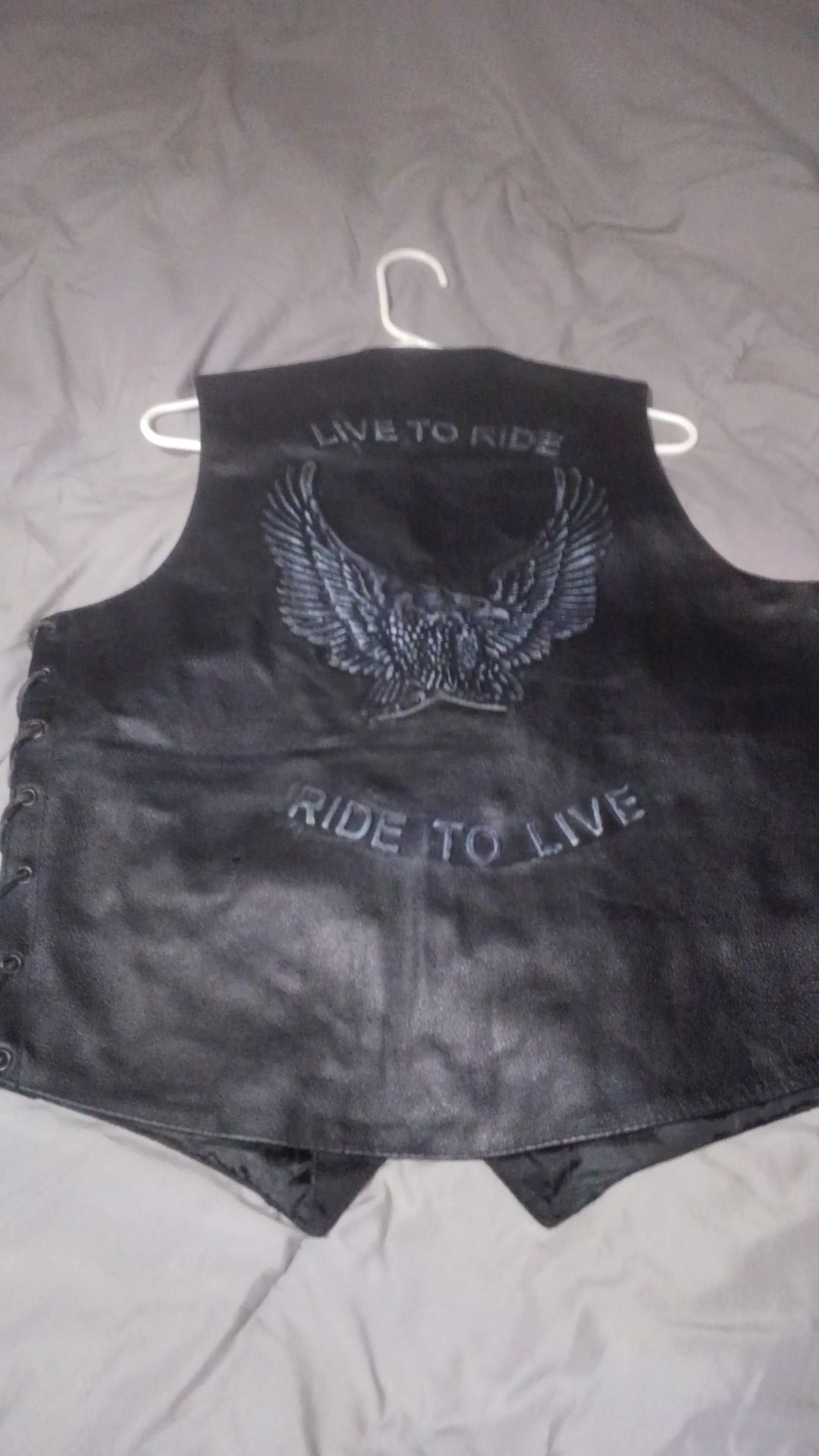 Leather motorcycle vest