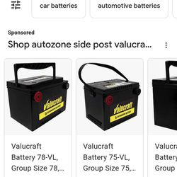 Brand New Side Post ValuCraft  Battery