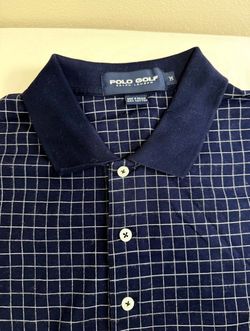 ✅ Vintage POLO RALPH LAUREN Blue Golf Shirt Striped Classic Fit Y2K Size Medium