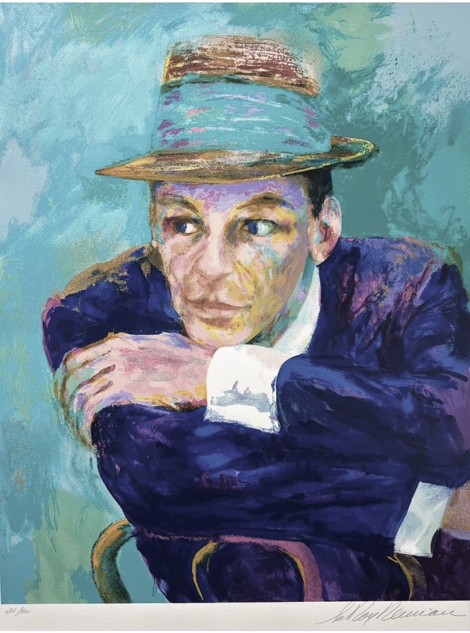 LeRoy Neiman Frank Sinatra Duets (The Voice) Hand-Signed & Numbered Serigraph (Screen Print) - Custom Frame