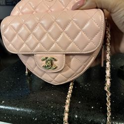Chanel Small Heart Quilted Flap Chain Shoulder Crossbody Bag