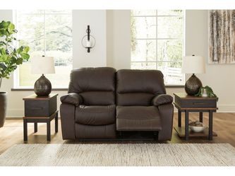 Leesworth Dark Brown Power Reclining Loveseat (Online Special Price)