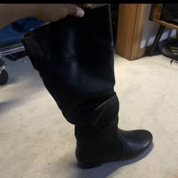 Dream  Paris Black Leather Chouchou Chunky Tall Knee High Leather Boots Size 7.5