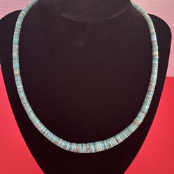 Specially Elegant Vintage Turquoise Heishi Necklace 18”