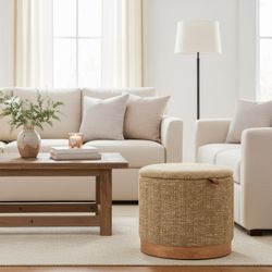 Fije Oat Yellow Storage Ottoman