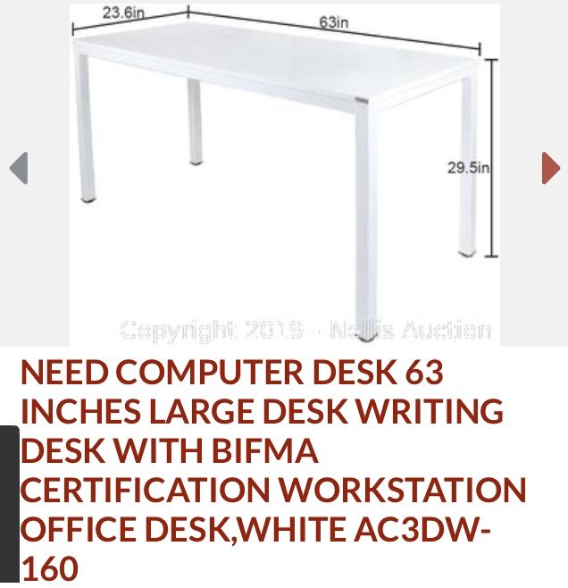 Desk - 63” x 24” - easy assembly