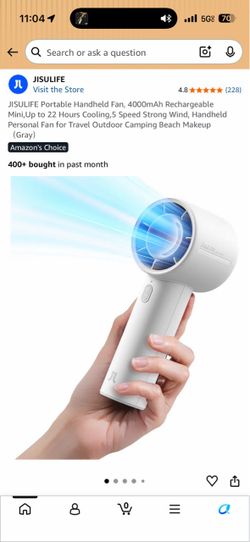 JISULIFE Portable Handheld Fan 4000mAh Rechargeable - New