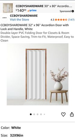 NEW IN BOX** 32” X 96 ” DOUBLE PVC ACCORDIAN STYLE DOOR