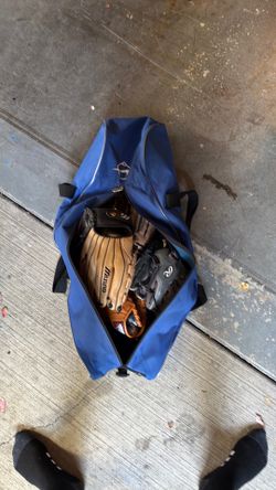 Baseball Gloves And Bag