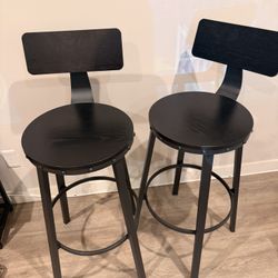 Modern Black Bar Stools – Set of 2 – Industrial Style