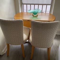 Pair of Upholstered Dining Chairs – Neutral Fabric, Excellent Condition