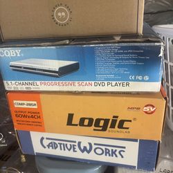 New in box DVD player, car stereo, Satellite receiver