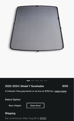 Tesla Model Y Glass Roof Sunshade 2020-2024