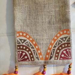 Earthy Boho Orange Tassels Handmade Hand Bag