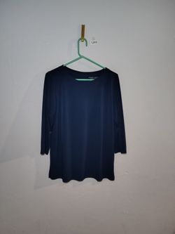Susan Graver Navy Blue 3/4 Sleeve Top