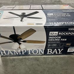 Hampton Bay Rockport II 52 in. Indoor Matte Black LED Ceiling Fan with Light kit