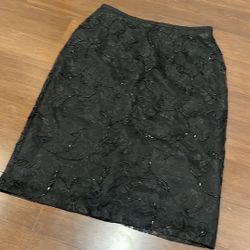 Ann Taylor black lace with beading pencil skirt