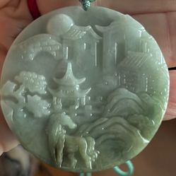 Burma Jade  Unique Landscape Horse and temple