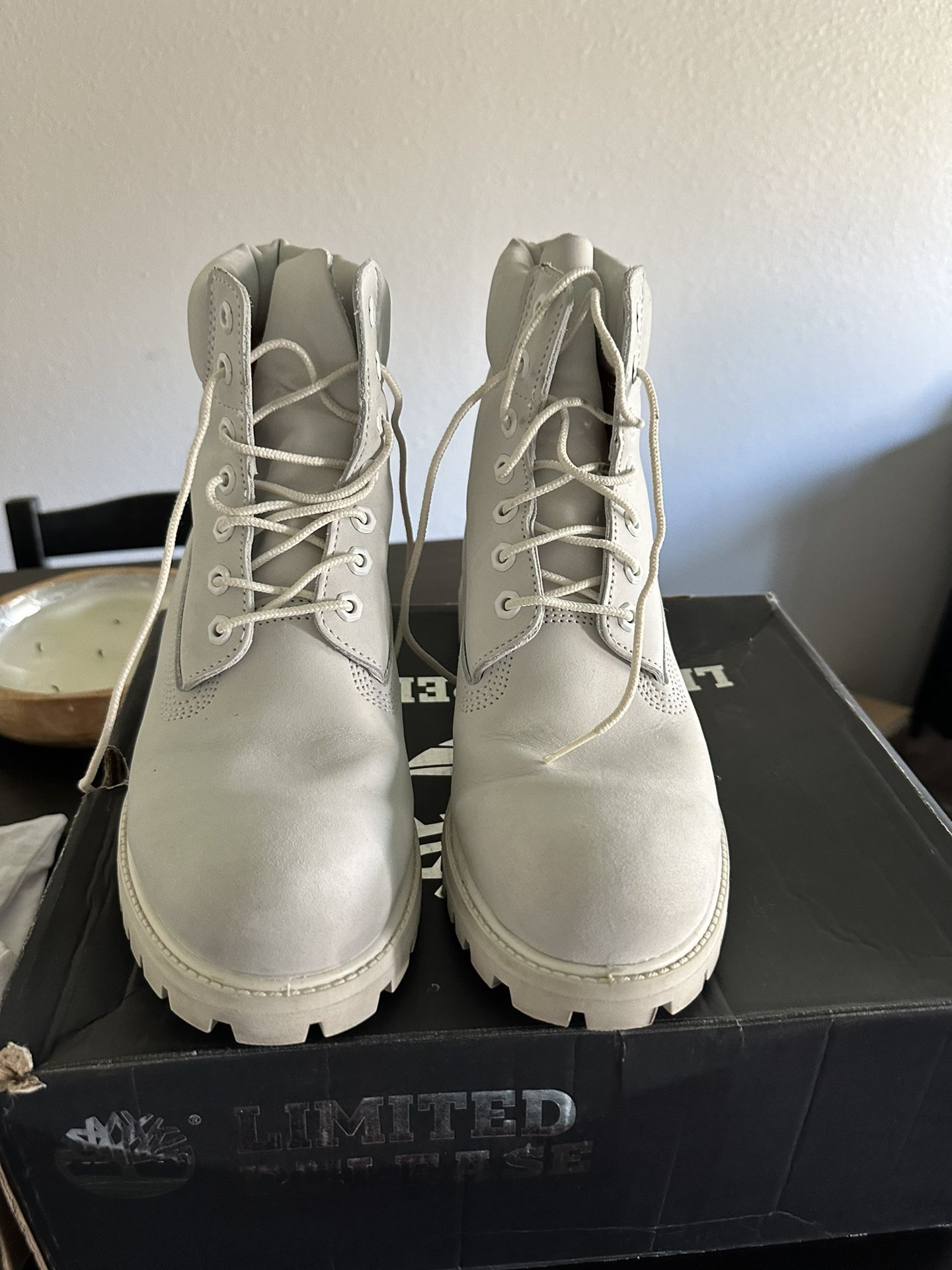 LIMITED RELEASE Ghost White Timberlands (rarely wore)