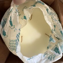 Large Heavy PartyLite 8” x 6” Tall 3 Wick Pillar candle #S6818 SPICED VANILLA IVORY In Original Box  In Original Box / Unused only opened to take pict