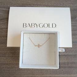 BABYGOLD Diamond+ 14k SOILD rose gold sideways cross necklace